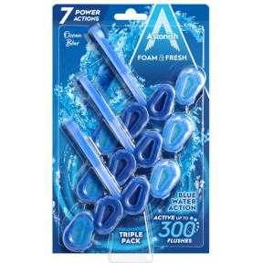Очищающий блок для унитаза Astonish Foam & Fresh Ocean Blue mega triple pack, 3 шт